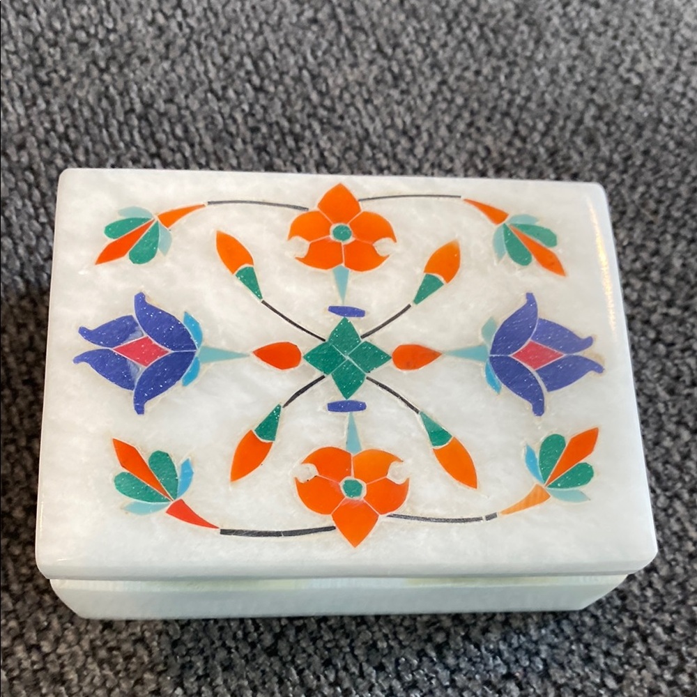Colorful Floral Inlay Jewelry Box